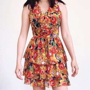 Rachel Rachel Roy | Floral Romantic Feminine Ruffled Sleeveless Dress Size 6